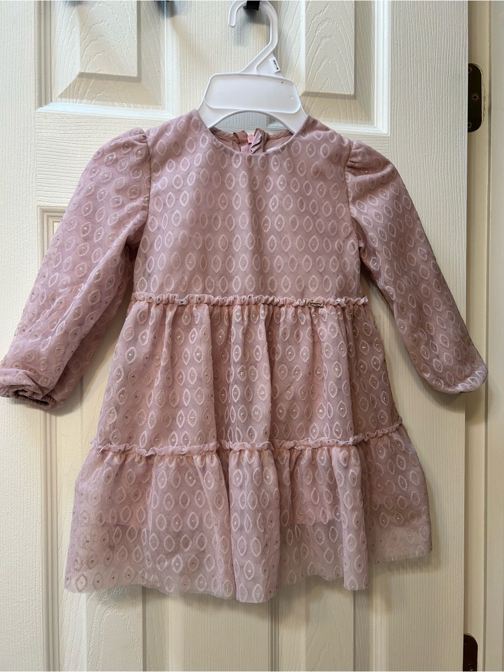 Mayoral 2t Mauve Girls' Pink Tiered Long-Sleeve Dress